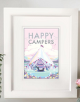 Happy Campers Vintage Travel Poster
