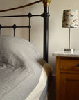 Harrington Bed Throw XL, luxury oversized organic cotton blanket, herringbone design, black with natural zig-zag stripe, king size, handloomed, 200cm x 240cm by Wildash London at brixbailey.com