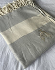 Luxury Harrington Bed Throw XL, premium oversized handloomed organic cotton blanket, soft grey herringbone design, king size 200x240cm by Wildash London at brixbailey.com