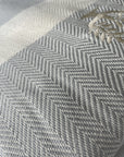 Luxury Harrington Bed Throw XL, premium oversized handloomed organic cotton blanket, soft grey herringbone design, king size 200x240cm by Wildash London at brixbailey.com
