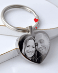 Personalised Heart Photo Keyring – Double-Sided Stainless Steel Engraving