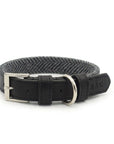 THE BALMORAL | LUXURY GREY HERRINGBONE & LEATHER DOG COLLAR