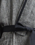 Linen Bathrobe in Black Fishbone
