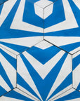 Modern Moroccan chevron hex cement tiles, blue and white, premium handcrafted design for stylish interiors, UK delivery included by Maria Starling Design at brixbailey.com