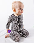 High Contrast Print Bamboo Zip Onesie - Soft & Stretchy for Baby Comfort & Style by NIXX BABY at brixbailey.com