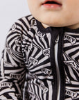 High Contrast Print Bamboo Zip Onesie - Soft & Stretchy for Baby's Play & Sleep by NIXX BABY at brixbailey.com