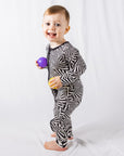 High Contrast Print Bamboo Zip Onesie - Soft & Stretchy for Baby Comfort & Development by NIXX BABY at brixbailey.com
