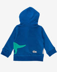 organic cotton dinosaur hoodie with T-Rex and volcano applique - cozy striped lining - GOTS certified - sustainable kids clothing by Toby Tiger at www.brixbailey.com