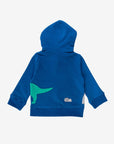 organic cotton dinosaur hoodie with T-Rex and volcano applique - cozy striped lining - GOTS certified - by Toby Tiger at www.brixbailey.com