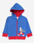 Maritime Vibes Hoodie in Navy Blue with Seagull Applique and Contrast Cuffs, Premium Organic Cotton Jersey for Comfort by Toby Tiger at brixbailey.com