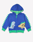 Premium Dinosaur Print Organic Cotton Hoodie for Kids - Soft Blue and Green Dino Sweatshirt with Appliques, GOTS Certified by Toby Tiger at brixbailey.com