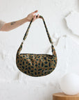 Curly Leopard Print Hobo Shoulder Bag
