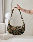 Curly Leopard Print Hobo Shoulder Bag