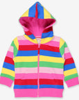 Colorful Block Stripes Hoodie in Pink, 100% Certified Organic Cotton, Warm and Cozy for Kids, Stylish and Trendy by Toby Tiger at brixbailey.com