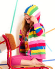 Colorful Block Stripes Hoodie in Pink, 100% Certified Organic Cotton, Warm and Cozy for Kids, Stylish and Versatile by Toby Tiger at brixbailey.com