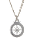 Travel Safe Outline Compass Small St Christopher Silver Necklace