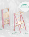 Holz Lernleiter Montessori: Multifunktionaler, klappbarer Lernturm für Kinder – Rosa-1
