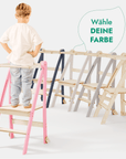 Holz Lernleiter Montessori: Multifunktionaler, klappbarer Lernturm für Kinder – Rosa-4