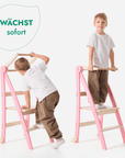 Holz Lernleiter Montessori: Multifunktionaler, klappbarer Lernturm für Kinder – Rosa-2