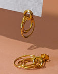 Hoop Cluster Rings Gold Stud Earrings
