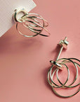 Hoop Cluster Rings Sterling Silver Stud Earrings
