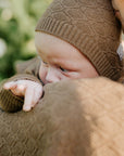 Luxurious Merino Wool Newborn Gift Set HOPE - Cable Knit Blanket and Bonnet by Wool In Love at www.brixbailey.com