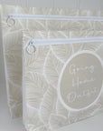 Hospital Bag Organiser Pouches - Unisex Beige Leaf Print