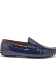 Penny Driving Loafers, navy blue patent leather