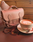 Leather Midi Satchel - Iced Coffee