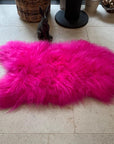 Luxury hot pink sheepskin rug, large Icelandic throw, premium natural fur, 100-110cm, stylish statement piece for home decor by Wildash London at brixbailey.com