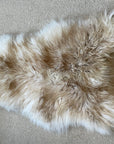 Luxury premium natural sheepskin rug, 100% authentic Icelandic latte brown-tipped white fur, handcrafted soft thick fleece, best-selling home decor by Wildash London at brixbailey.com