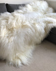 Luxury Icelandic sheepskin rug, 100% natural white long fur, handcrafted in various sizes, premium home decor by Wildash London at brixbailey.com