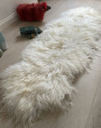 Luxury Icelandic sheepskin rug, 100% natural white long fur, handcrafted premium throw in sizes double, triple, quad, penta, sexto, octo by Wildash London at brixbailey.com