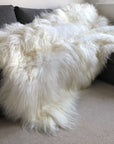 Luxury Icelandic sheepskin rug, 100% natural white long fur, handcrafted premium throw, available in all sizes double triple quad penta sexto octo by Wildash London at brixbailey.com