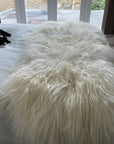 Luxury Icelandic sheepskin rug, 100% natural white long fur, handcrafted premium throw, available in double, triple, quad, penta, sexto, octo sizes by Wildash London at brixbailey.com