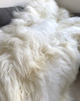Luxury Icelandic sheepskin rug, 100% natural white long fur, handcrafted premium throw in sizes double, triple, quad, penta, sexto, octo by Wildash London at brixbailey.com