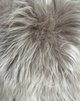 Luxury Icelandic sheepskin cushion, double-sided dove grey, premium natural fur, handcrafted, best-selling home decor by Wildash London at brixbailey.com