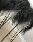 Luxury Icelandic sheepskin seat cover, natural black and white, 35cm round, premium handcrafted fur, sustainable and hypoallergenic by Wildash London at brixbailey.com