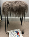 Luxury Icelandic sheepskin roundie seat cover in taupe, premium long fur, handcrafted, hypoallergenic, best-selling home decor by Wildash London at brixbailey.com