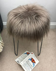 Luxury Icelandic sheepskin roundie seat cover in taupe, premium long fur, natural hypoallergenic comfort, stylish home decor by Wildash London at brixbailey.com