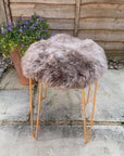Premium Icelandic sheepskin round seat cover, taupe shorn 50mm, luxury free-range organic fur, handcrafted EU-tanned, hypoallergenic by Wildash London at brixbailey.com