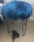 Premium Icelandic sheepskin seat cover, rich turquoise blue, luxury natural fur, handcrafted, sustainable, hypoallergenic, best-selling by Wildash London at brixbailey.com