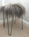 Luxury premium Icelandic sheepskin round seat cover, warm grey, 35cm, natural organic free-range British wool, handcrafted sustainable by Wildash London at brixbailey.com