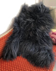Luxury Icelandic sheepskin rug, premium long fur graphite grey, stylish sustainable home decor by Wildash London at brixbailey.com