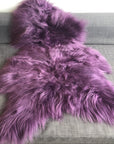 Luxury Icelandic sheepskin rug, African violet purple, premium long fur throw, ethically sourced, large free-range sheep hide by Wildash London at brixbailey.com
