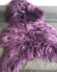 Luxury Icelandic sheepskin rug, African Violet Purple, premium long fur throw, ethically sourced, large free-range sheep hide by Wildash London at brixbailey.com