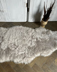 Luxury Icelandic sheepskin throw in dove grey, large premium shorn sheepskin rug, best-selling organic free-range fur by Wildash London at brixbailey.com