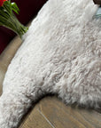 Luxury Icelandic sheepskin throw in dove grey, premium shorn sheepskin rug, medium size, soft hypoallergenic fur, sustainable and machine washable by Wildash London at brixbailey.com