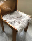 Premium British sheepskin seat cover in dove grey, luxury free-range organic fur, handcrafted and sustainable by Wildash London at brixbailey.com