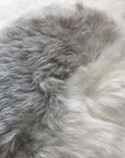 Premium Icelandic sheepskin seat cover, natural white with grey highlights, luxury handcrafted sheepskin, hypoallergenic, sustainable, 37cm square by Wildash London at brixbailey.com